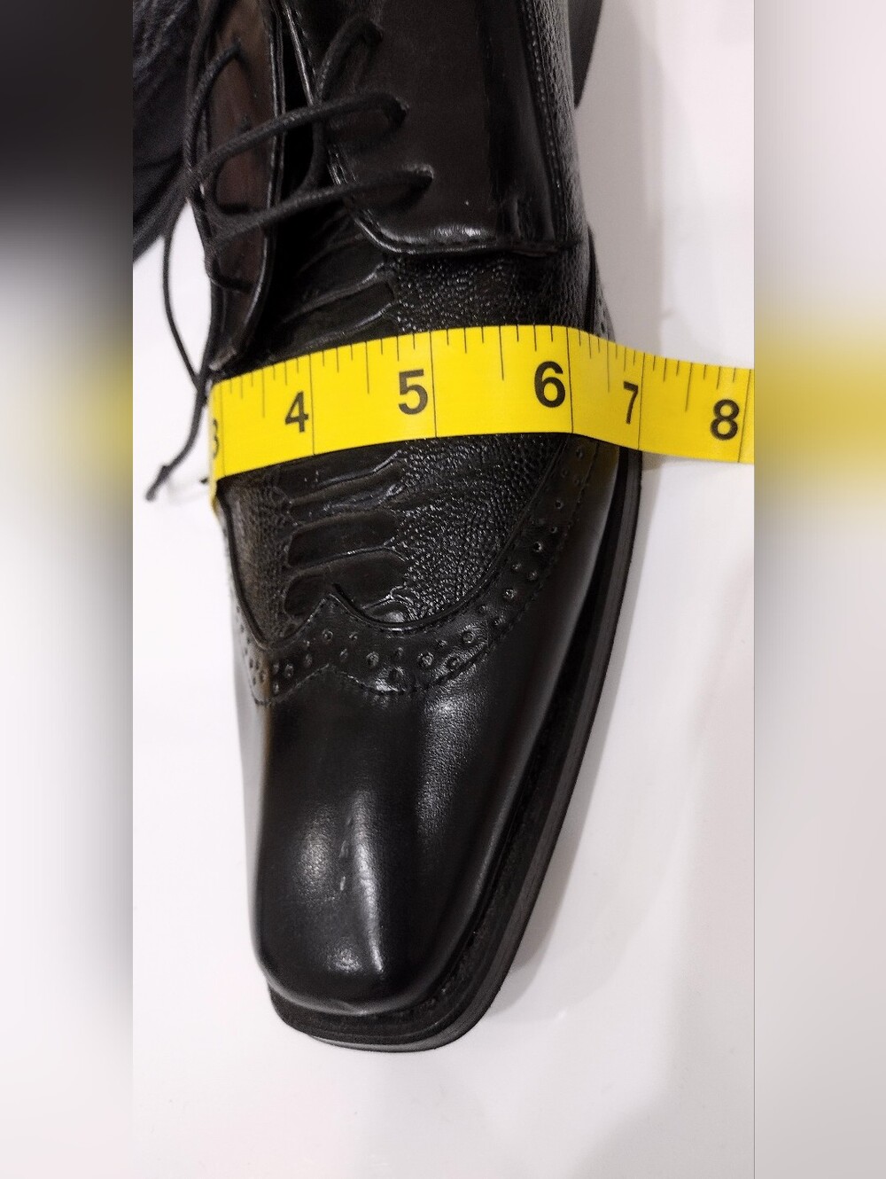 Antonio Cerrelli Sz 12 Men's Black Wingtip Derby Dress Shoes - Classic Lace-Up - Picture 15 of 16